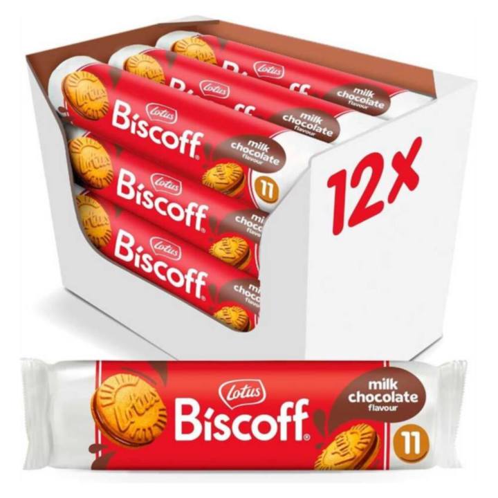 Caja de 12 Lotus Biscoff Sandwich Chocolate con Leche 110 g para cafetería