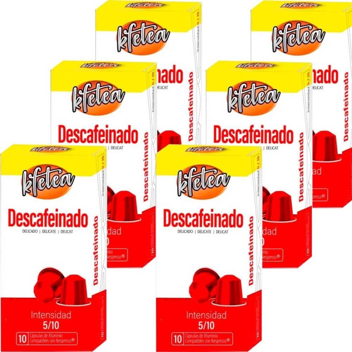 6 unidades de Descafeinado Kfetea Nespresso 60 capsulas rainforest alliance