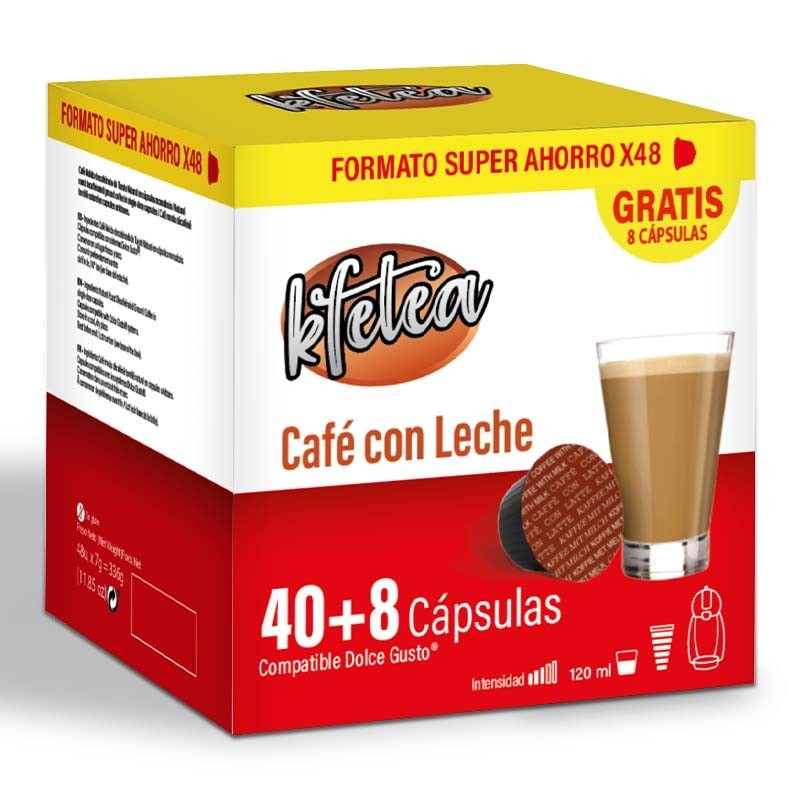 Café con Leche Kfetea 48 cápsulas, compatible Dolce gusto
